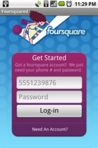 A screenshot of the original Foursquare for Android